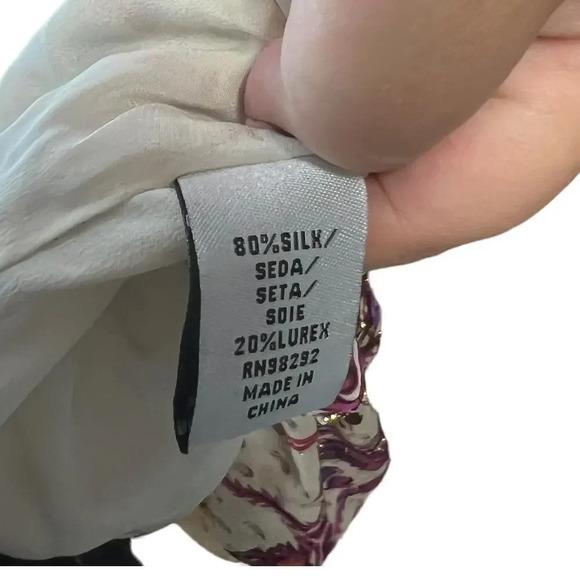 Tibi Cream Purple Floral Paisley Metallic Halter Mini Dress Size 6‎ - Picture 13 of 14